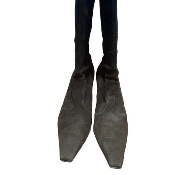 Stuart Weitzman Suede Pull On Black Knee High Boots Size 9 - Picture 3 of 6
